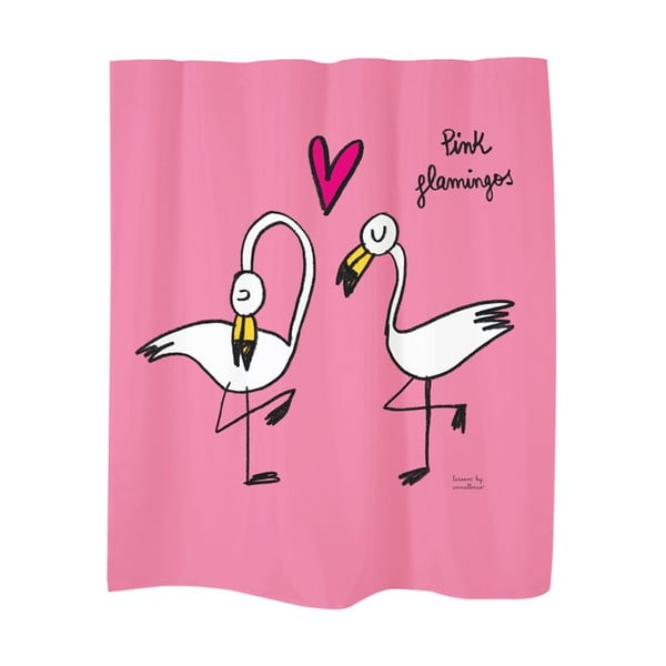 Zasłona prysznicowa Flamingos Pink