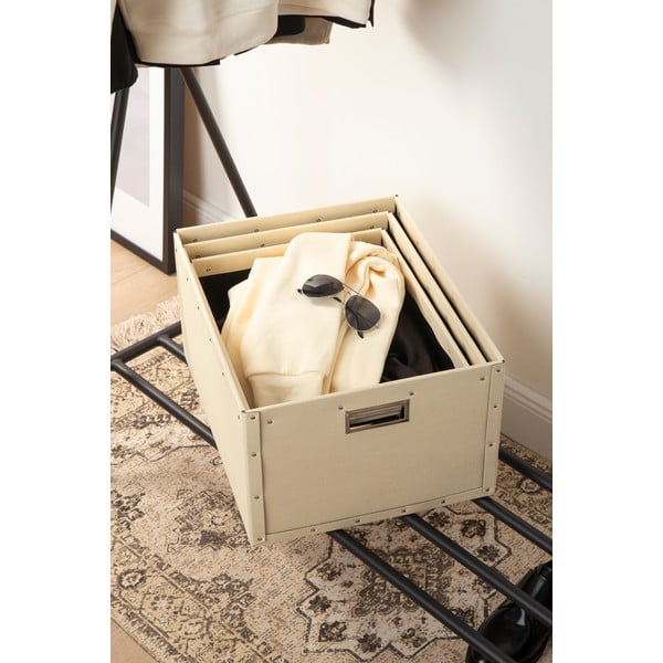 Beżowe kartonowe pojemniki zestaw 3 szt. Ture – Bigso Box of Sweden-image-2