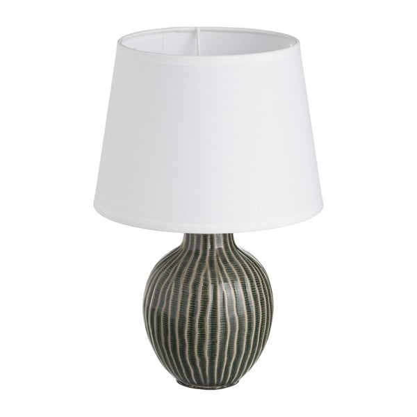 Ciemnozielona ceramiczna lampa stołowa z tekstylnym kloszem (wys. 28 cm) – Casa Selección