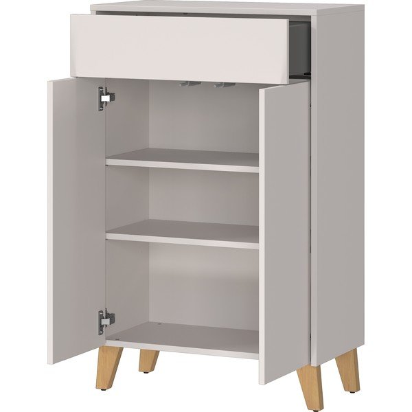 Kremowa wysoka szafka łazienkowa z matowym wykończeniem 63x101 cm Arnea – Germania-image-3