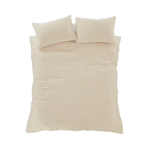 Beżowa pościel dwuosobowa 200x200 cm Muscat Waffle – Pineapple Elephant