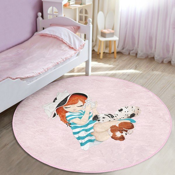 Różowy dywan dziecięcy ø 120 cm Comfort – Mila Home-image-2
