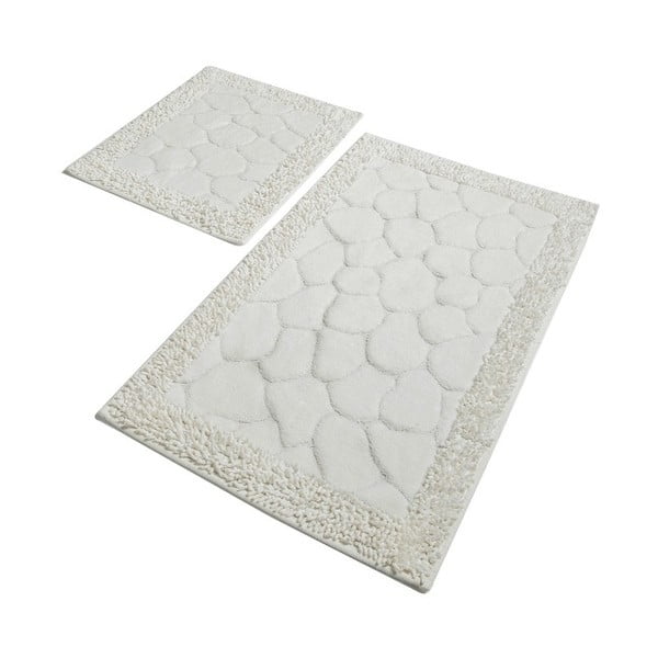 Zestaw 2 szarych bawełnianych dywaników łazienkowych Confetti Bathmats Stone Ecru