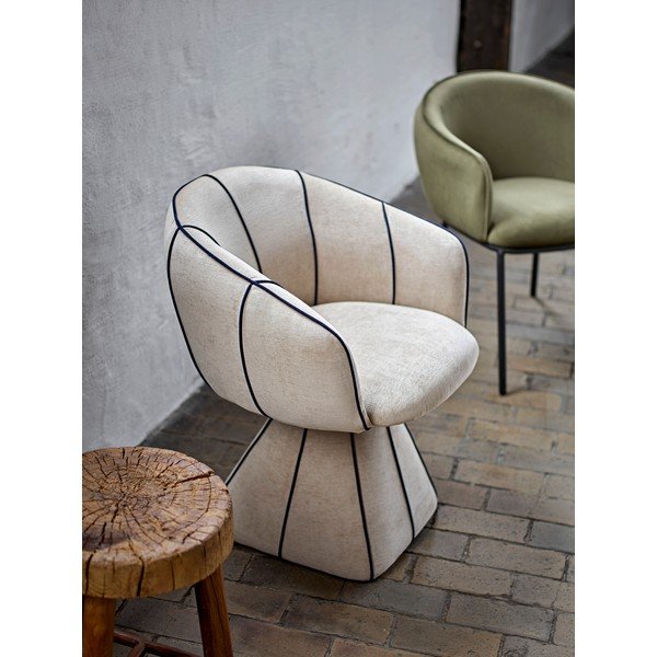 Aksamitny fotel jadalniany z podłokietnikami w kolorze khaki Cortone – Bloomingville-image-2