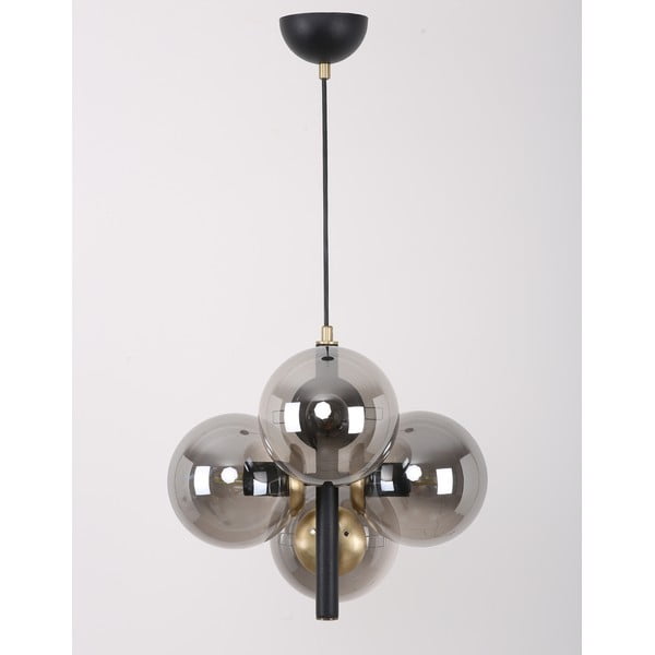 Czarno-szara lampa wisząca ze szklanym kloszem ø 15 cm Forte – Squid Lighting-image-3