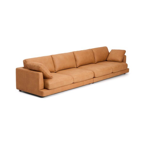Brązowa skórzana sofa 390 cm Gala – Kave Home