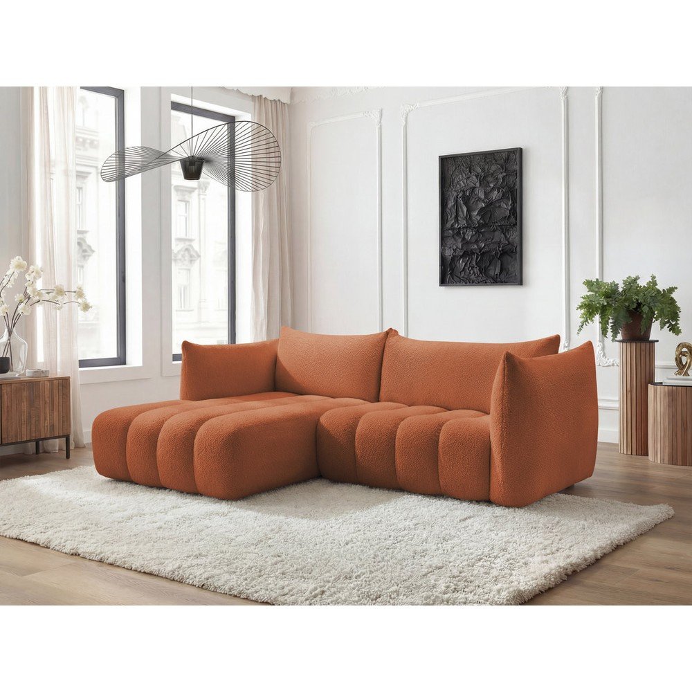 Pomarańczowy narożnik z materiału bouclé (lewostronny/z szezlongiem) Azra – Bobochic Paris (zdjęcie 10)