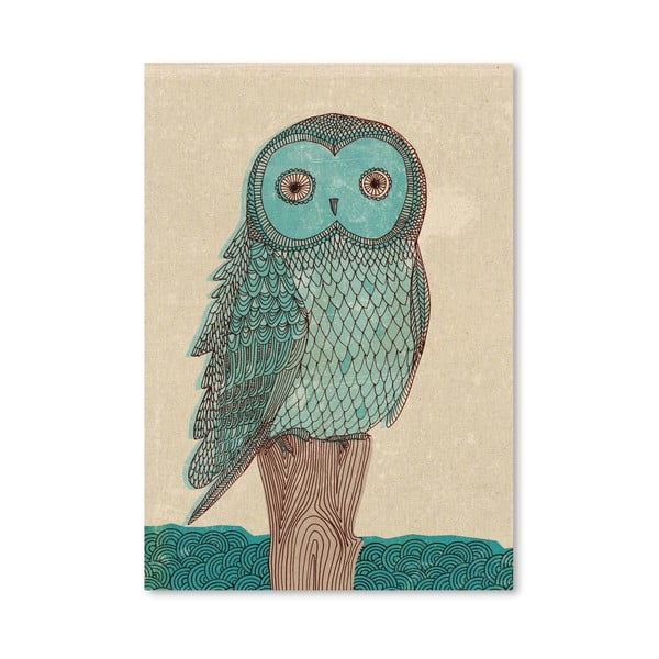 Plakat Owl in Blue Monotone, 30x42 cm