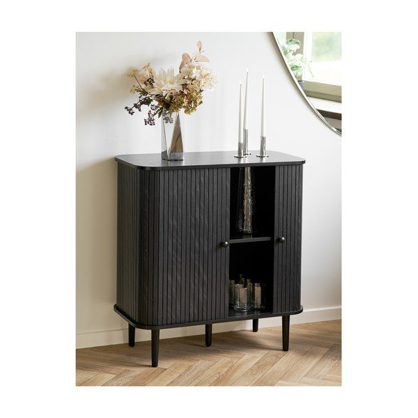 Czarna komoda z litego drewna sosnowego 80x87x40 cm Nikko – House Nordic-image-1