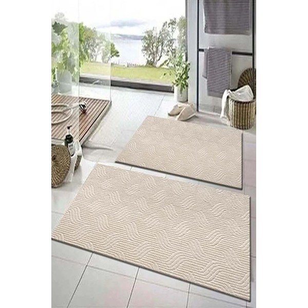 Beżowe dywaniki łazienkowe zestaw 2 szt. 60x100 cm – Mila Home-image-1