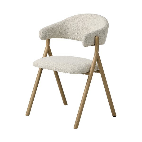 Kremowy/w naturalnym kolorze tapicerowany fotel jadalniany z podłokietnikami Frances – Unique Furniture