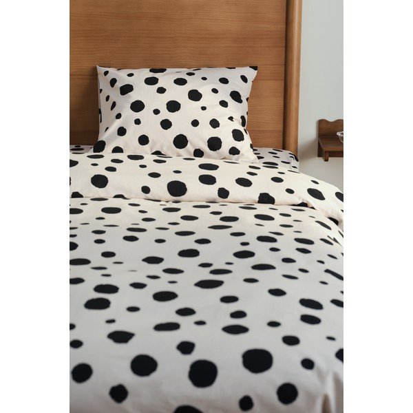 Czarna/beżowa bawełniana pościel dwuosobowa 200x220 cm Rigmor Dot – Jotex-image-1