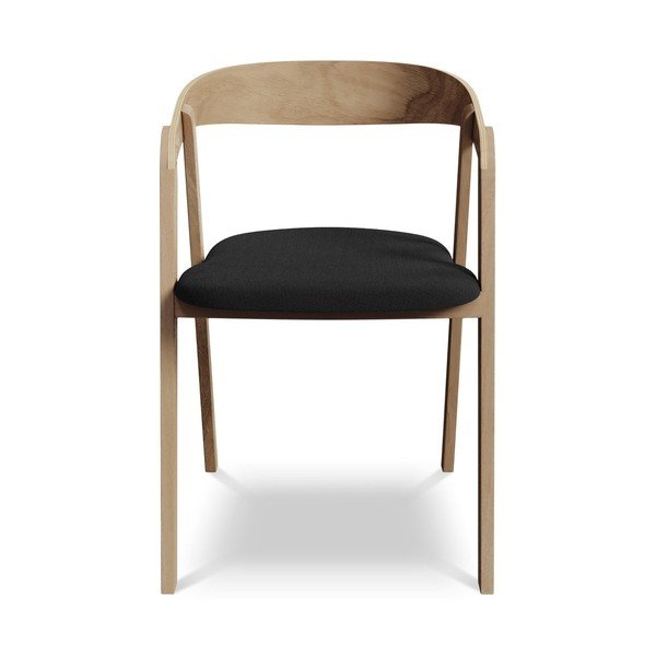 Czarny fotel jadalniany z litego drewna Erika – Makamii-image-1