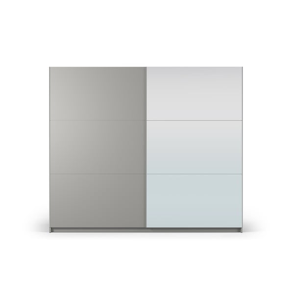 Szara szafa z lustrem i drzwiami przesuwnymi 250x215 cm Lisburn – Cosmopolitan Design