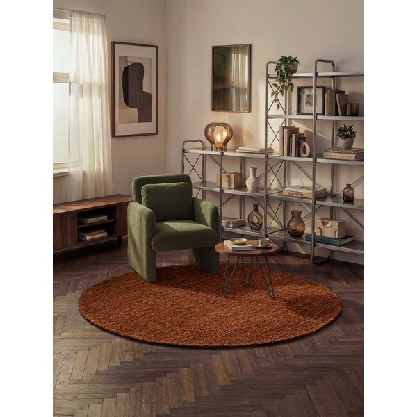 Brązowy wełniany okrągły dywan tkany ręcznie ø 160 cm Bexley Woolwich – Ted Baker-image-1