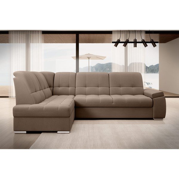 Brązowy aksamitny rozkładany/ze schowkiem narożnik (lewostronny/w kształcie litery L) Sado – ELTAP-image-3