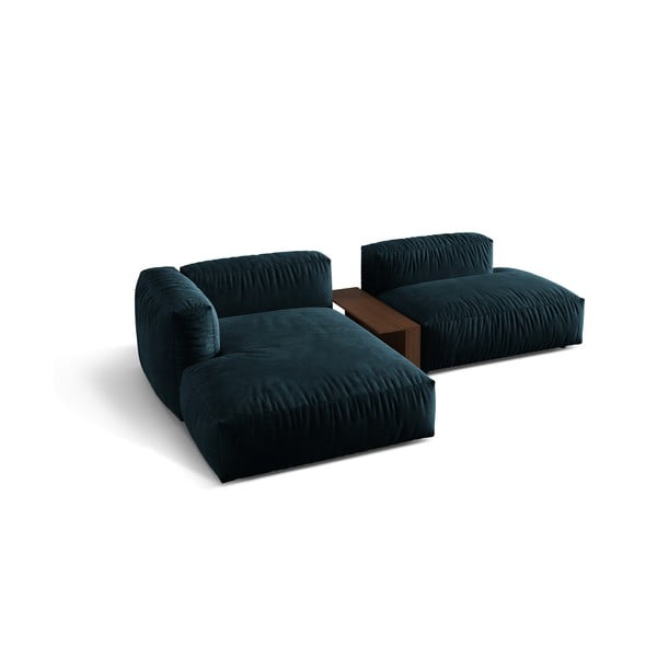 Ciemnoniebieski aksamitny narożnik modułowy (lewostronny/z szezlongiem) Martina – Micadoni -image-2