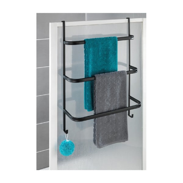 Czarny wieszak na ręczniki Wenko Towel Holder Black, 21x54 cm-image-3