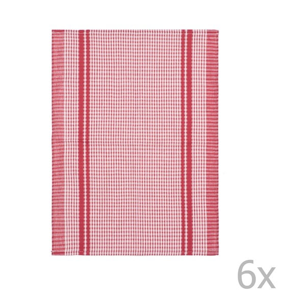 Komplet 6 czerwonych bawełnianych ścierek Tiseco Home Studio Waffle, 50x70 cm