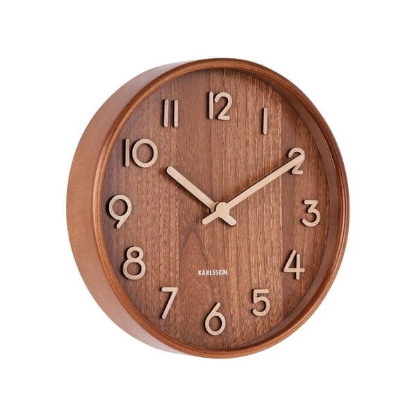 Brązowy zegar ścienny z drewna lipy Karlsson Pure Small, ø 22 cm-image-1