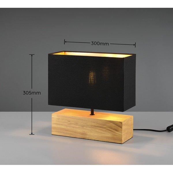 Czarno-naturalna lampa stołowa z tekstylnym kloszem (wysokość 30 cm) Woody – Reality-image-3