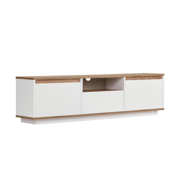 Biała/w naturalnym kolorze szafka pod TV w dekorze sosny 160x42x30 cm Sentinel – Kalune Design
