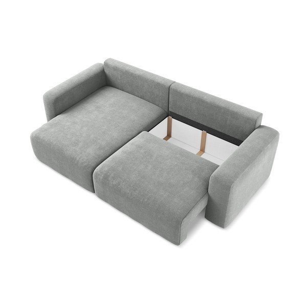 Szary rozkładany/ze schowkiem narożnik z tkaniny szenilowej (lewostronny/z szezlongiem) Kona – Makamii-image-4