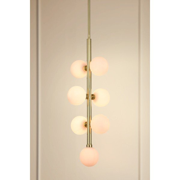 Biała/w kolorze złota metalowa lampa wisząca ze szklanym kloszem ø 27 cm Trieste – Premier Housewares-image-1