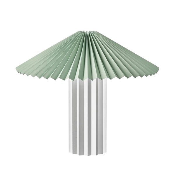 Lampa stołowa w szałwiowo-srebrnym kolorze ze ściemniaczem i tekstylnym kloszem (wysokość 36 cm) Taite – Blomus