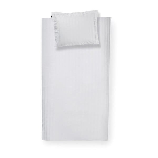 Biała bawełniana pościel jednoosobowa Damai Linea White, 200x140 cm