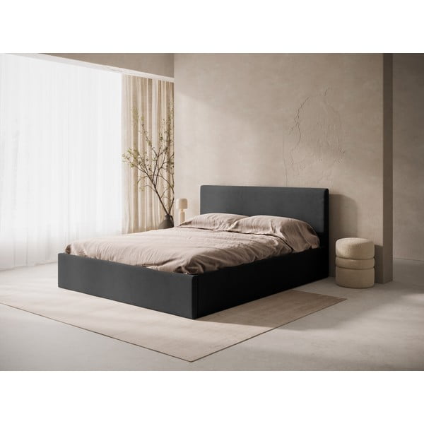 Antracytowy tapicerowany zagłówek 210,5x100 cm Remo – Micadoni -image-1