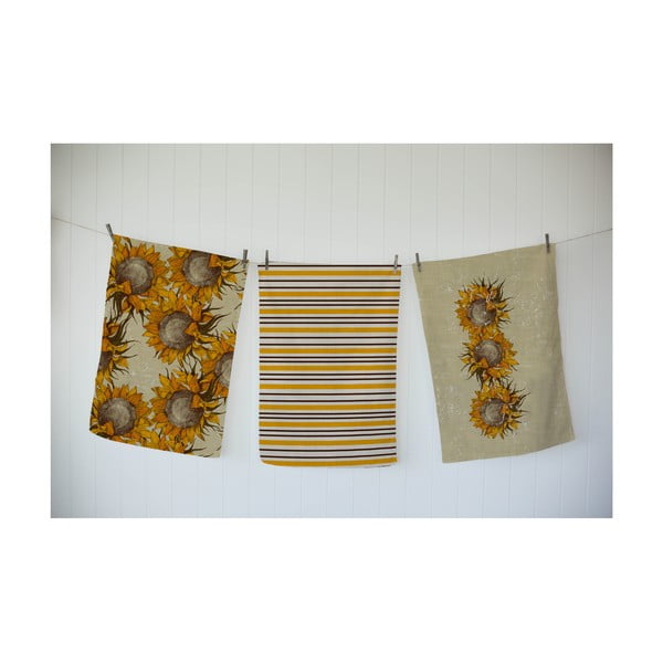 Komplet 3 ścierek Linen Couture Sunflower