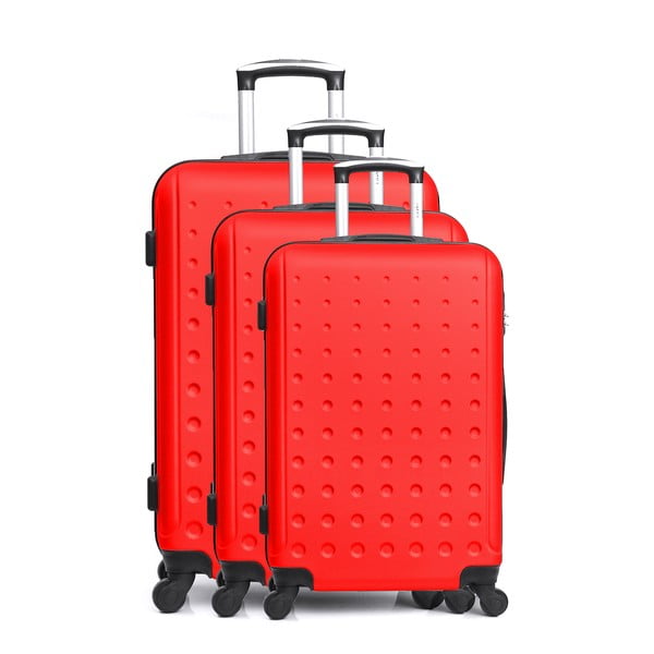 Zestaw 3 czerwonych walizek na kółkach Hero Taurus