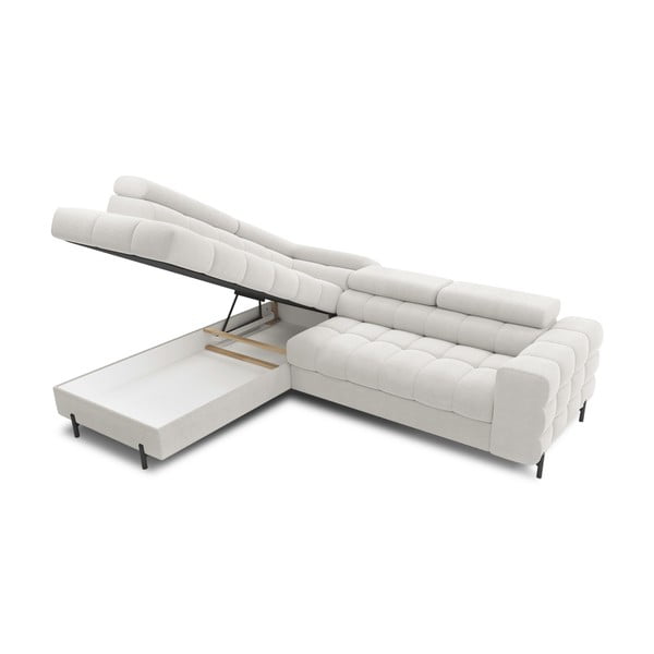 Kremowy rozkładany/ze schowkiem narożnik z materiału bouclé (lewostronny/w kształcie litery L) Ferucce – ELTAP-image-4