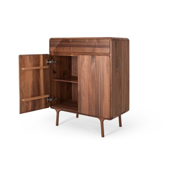 Brązowa komoda z litego drewna orzechowego 90x110x45 cm Fawn – Gazzda-image-3