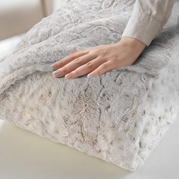 Szarobeżowy koc ze sztucznego futra 220x240 cm Alaska – douceur d'intérieur-image-1