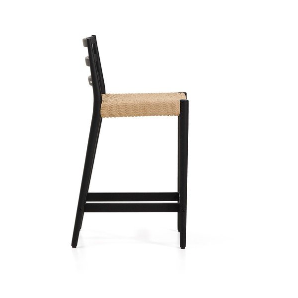 Czarno-naturalny hoker z litego drewna dębowego (wysokość siedziska 65 cm) Analy – Kave Home-image-4