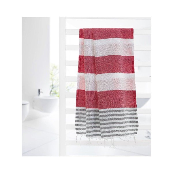 Ręcznik Hamam Ellis Red/Gray, 100x180 cm-image-2