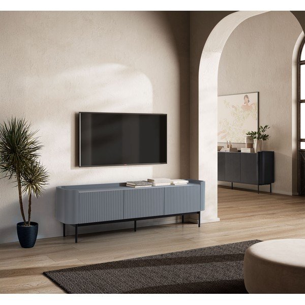 Szaroniebieska szafka pod TV 180x55x40 cm Willa – MOME-image-1