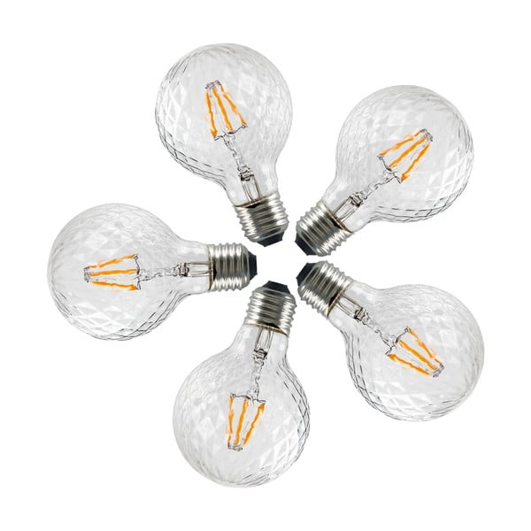 Zestaw 5 żarówek LED Bulb Attack GLOBE Clear Crystal Linear, 5,5 W