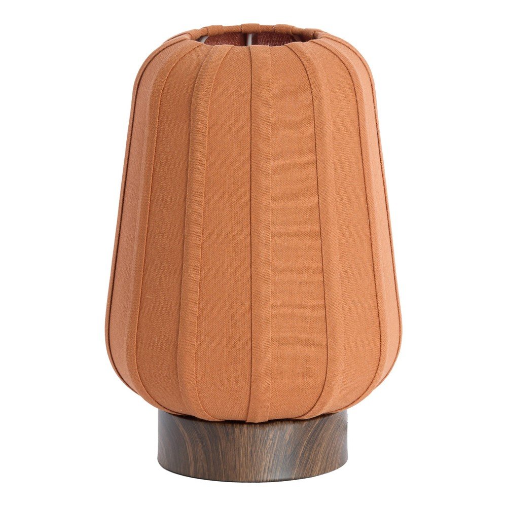 Metalowa lampa stołowa w kolorze terakoty z tekstylnym kloszem (wysokość 29 cm) Bibia – Light & Living