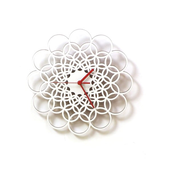Zegar drewniany Rings, biały, 29 cm