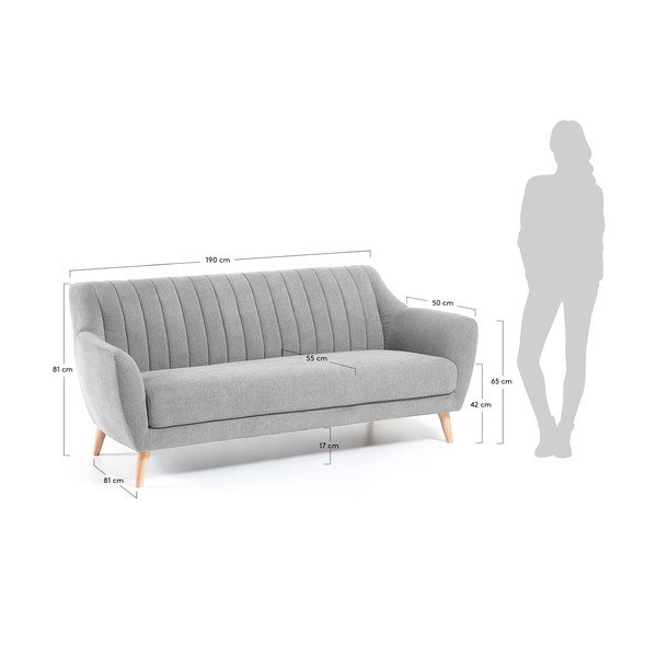 Jasnoszara sofa Kave Home Off-image-4