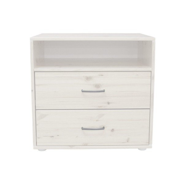 Biała komoda dziecięca z 2 szufladami z drewna sosnowego Flexa Classic-image-1