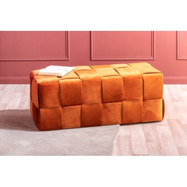 Pomarańczowy aksamitny taboret Weaved – Leitmotiv-image-1