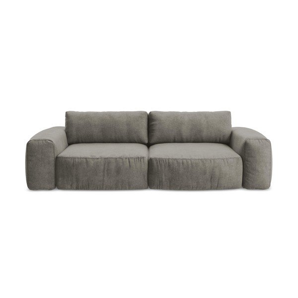 Szara rozkładana sofa z tkaniny szenilowej 275 cm Kuki – Makamii
