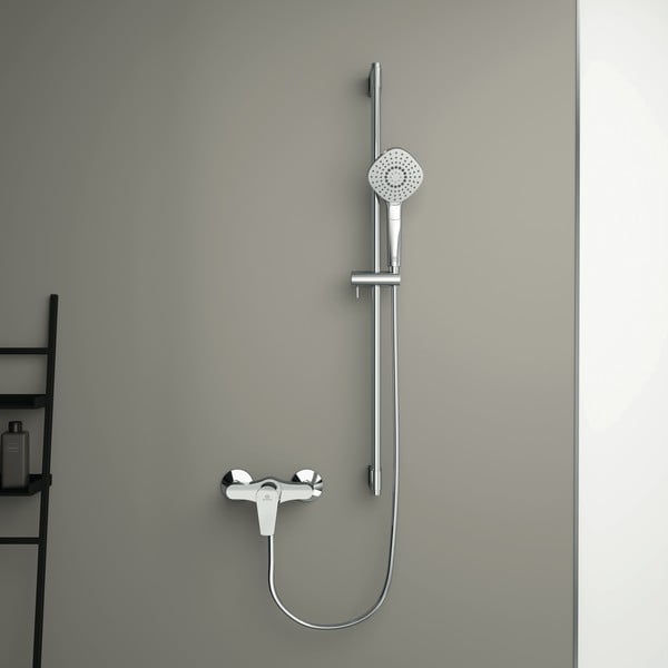 Prysznicowa bateria ścienna w kolorze srebra z połyskiem Cerafine D – Ideal Standard-image-3