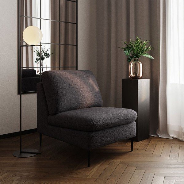 Czarny fotel z materiału bouclé Belle – Rodier-image-1