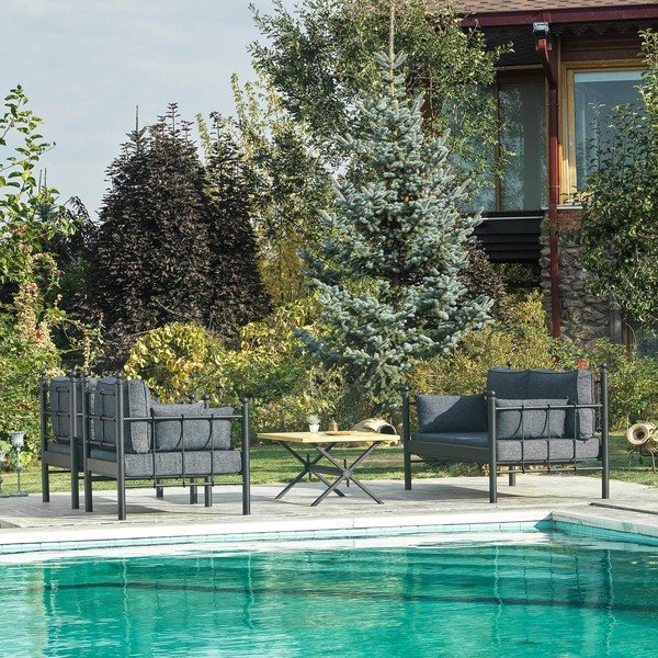 Czarno-ciemnoszary zestaw mebli ogrodowych dla 4 osób Lalas – Floriane Garden-image-4