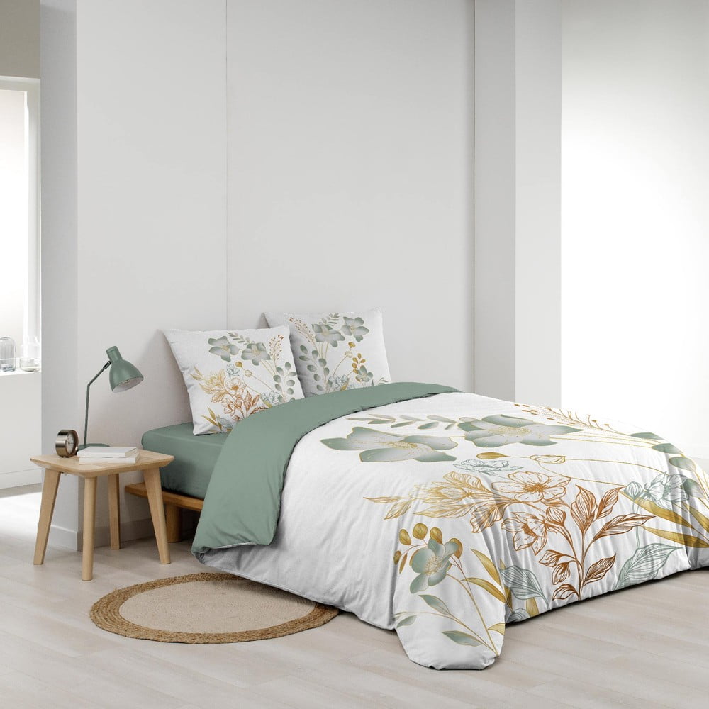 Biało-zielona bawełniana pościel dwuosobowa 240x220 cm Lolita – douceur d'intérieur (zdjęcie 3)